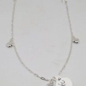 Real .925 Sterling Silver Heart Anklet